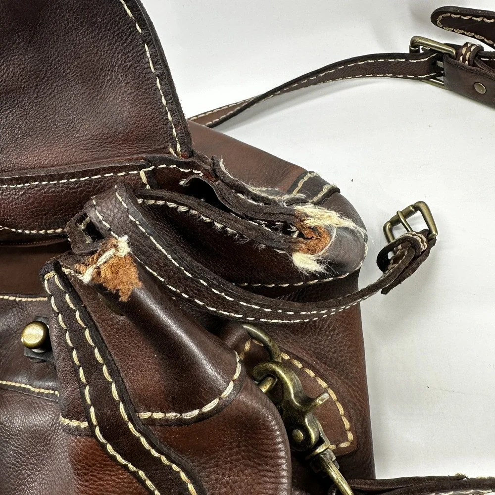 JEAN SHOP Leather Satchel Bag Distressed Large Messenger Tote New York
